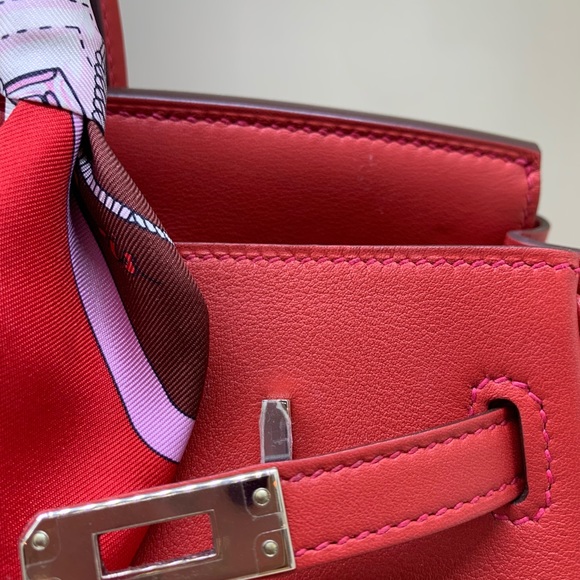 BNWB HERMES BIRKIN 25 Vermilion Red Swift SHW - Picture 6 of 8